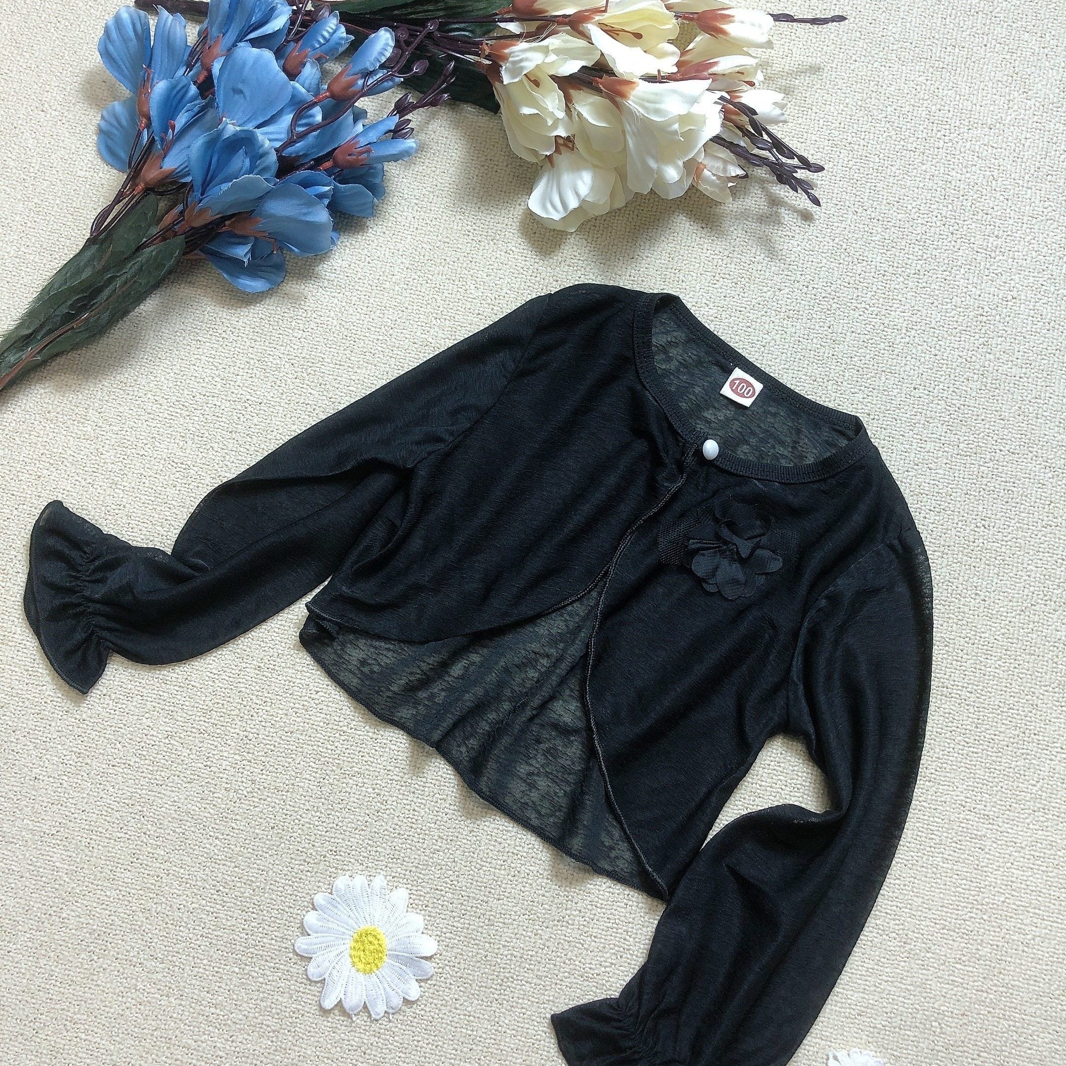 Kid s Sunscreen Shawl Long Sleeve UV Protection Cardigan Flower Decor Top