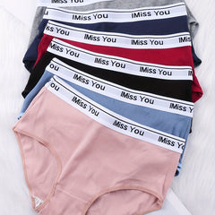 6pcs Letter Tape Ribbed Briefs Women's Lingerie