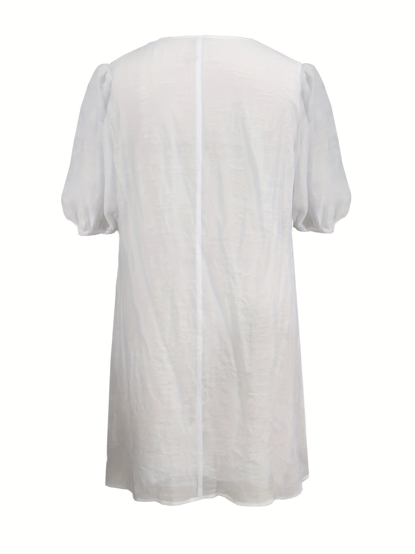 Lace Up Bubble Sleeve V Neck Layered Dress