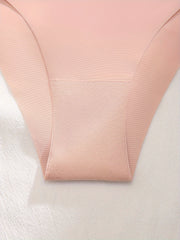 Leopard Stitching Bra & Panties Set, Push Up Wireless, Seamless Lingerie