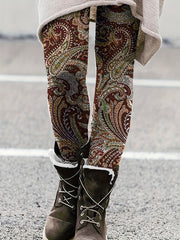 Paisley Print Skinny Leggings High Waist Casual Leggings