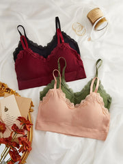 4 Pcs Lace Wireless Bra Comfy & Breathable Intimates Bralette Women's Lingerie