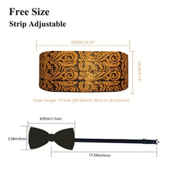 Barry Wang Men's Cummerbund Bowtie Set Silk Paisley Floral Pre-tied