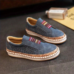 Women's Hollow Out Flat Shoes Breathable Round Toe Slip On Walking Shoes