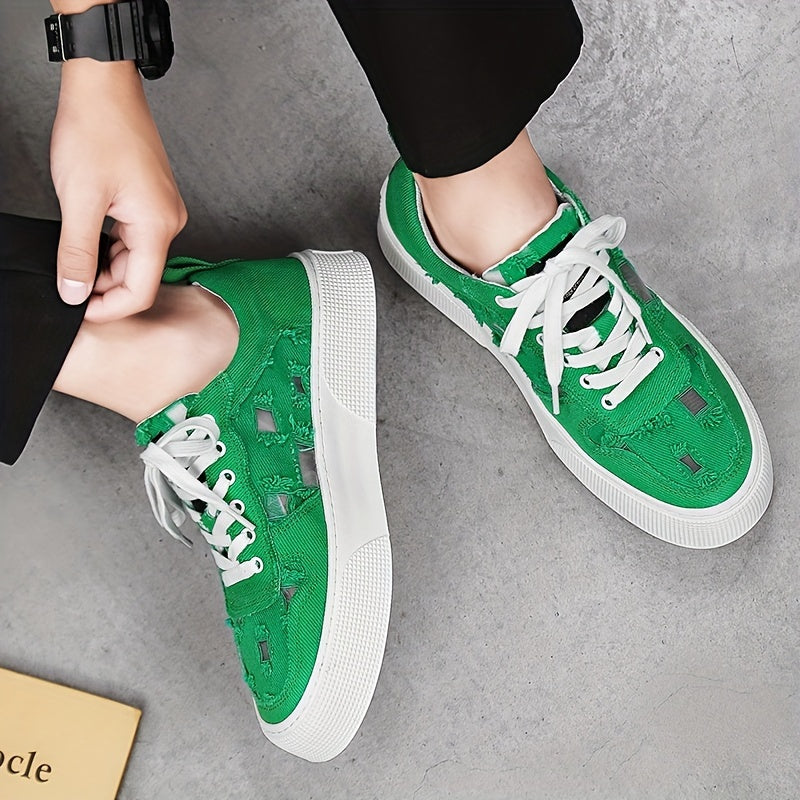 Men's Canvas Shoes Solid Lace up Skate Shoes Walking Sneakers