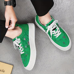 Men's Canvas Shoes Solid Lace up Skate Shoes Walking Sneakers