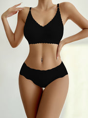Solid Push Up Bra & Panties Set