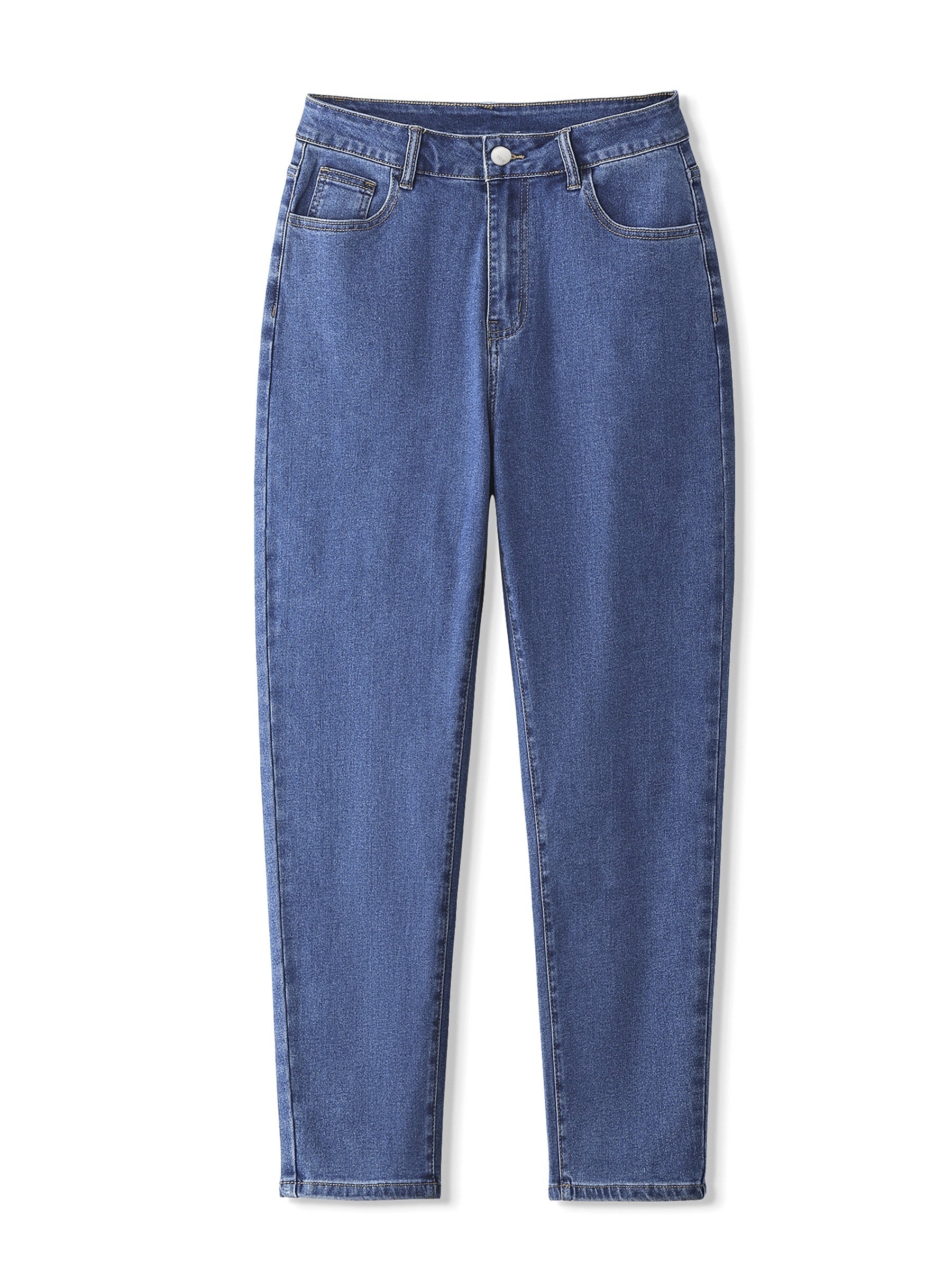 Solid Button Fly Straight Leg Jeans