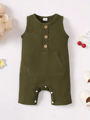Baby Casual Plain Sleeveless Romper Jumpsuit