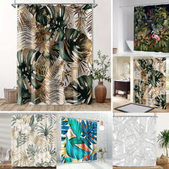 Tropical Leaves Plant Shower Curtain Fabric Shower Curtains For Bathroom