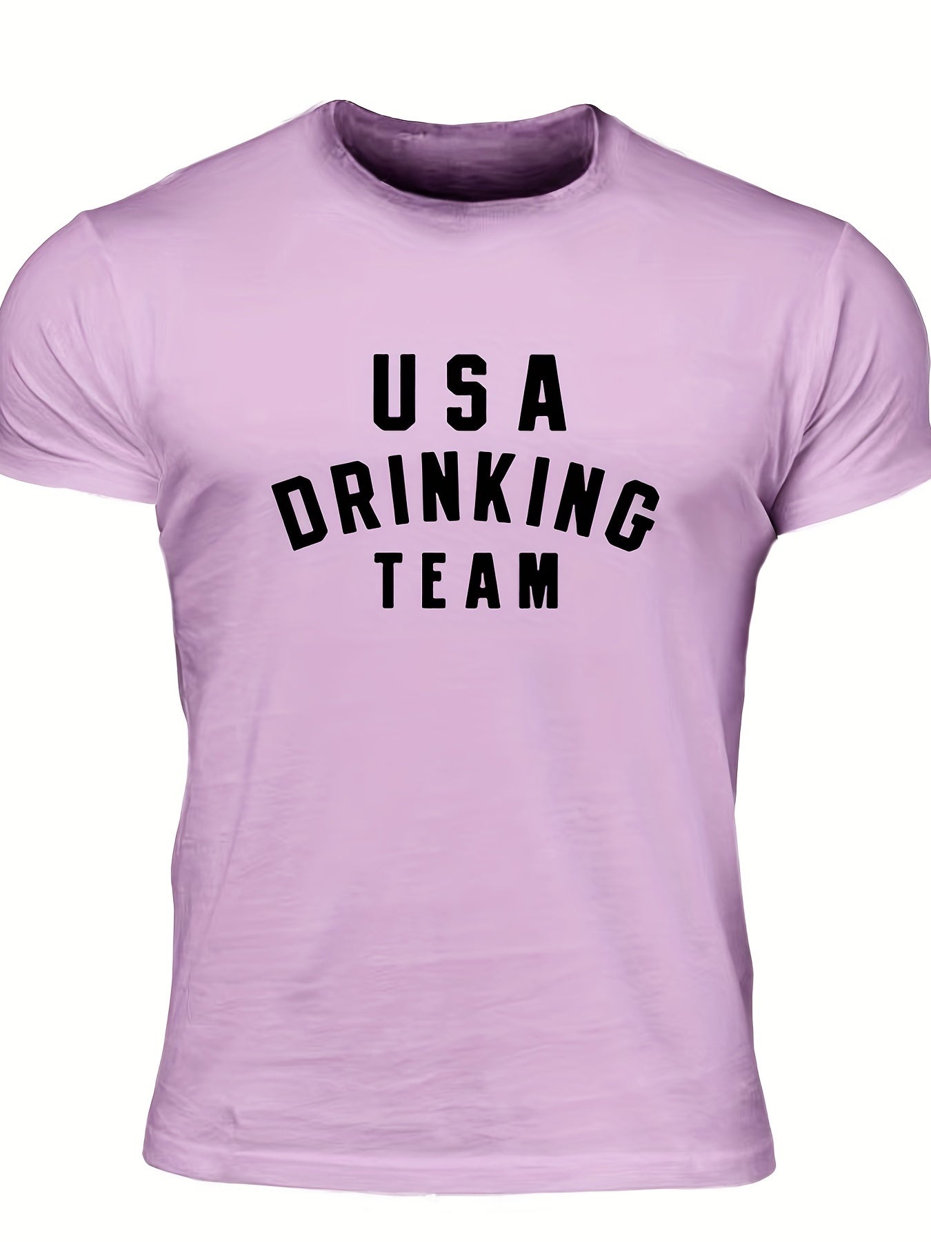 Drinking Team Men's Letter Print T-shirt Casual Stretch Tee
