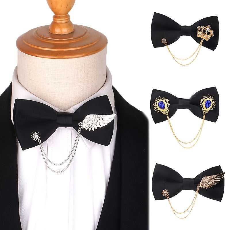 Metal Decor Bow Tie Uniform Bowtie Party Accessories For Women