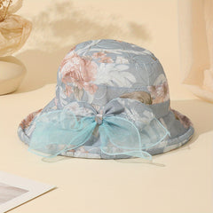 Flower Embroidery Bucket Hat Lightweight Thin Breathable Summer Sun Hats