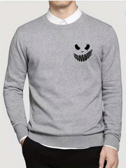 Men's Knitted Sweater Monster Face Pattern Warm Crew Neck Pullover