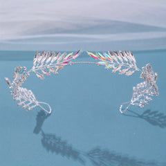 Baroque Rhinestone Colorful Leaf Crystal Headband Crown Bridal Headwear