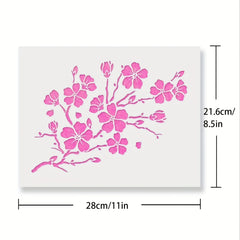 Cherry Flowers Stencil For Painting On Wood Canvas Reusable Drawing Stencils