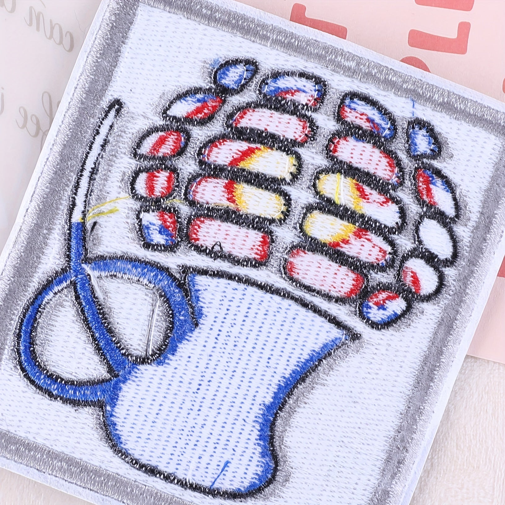 2pcs Embroidered Square Frame Vase Patches Ironing Cloth Stickers For Girls