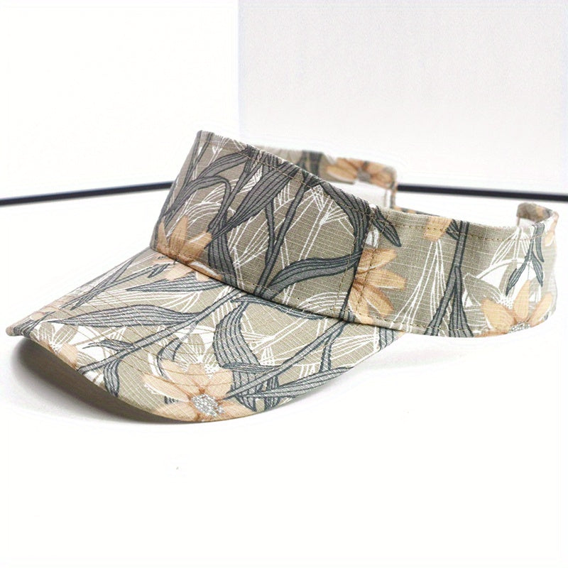 Flower Leaf Print Visor Hats Lightweight Sun Hat