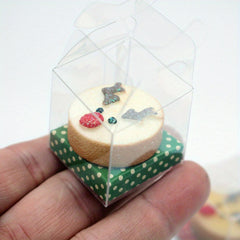 1:12 Scale Fawn Cake Model for Dollhouses Festive Glittery Bows Red Berr
