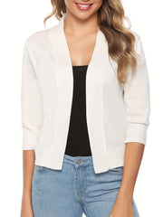 Open Front Cardigan 3/4 Sleeve Sweater for Spring & Fall