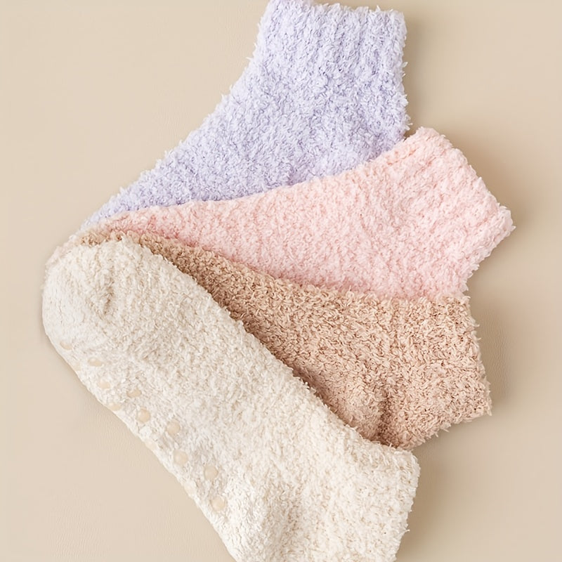 4 Pairs Fuzzy Socks Comfy Warm Home Floor Stockings