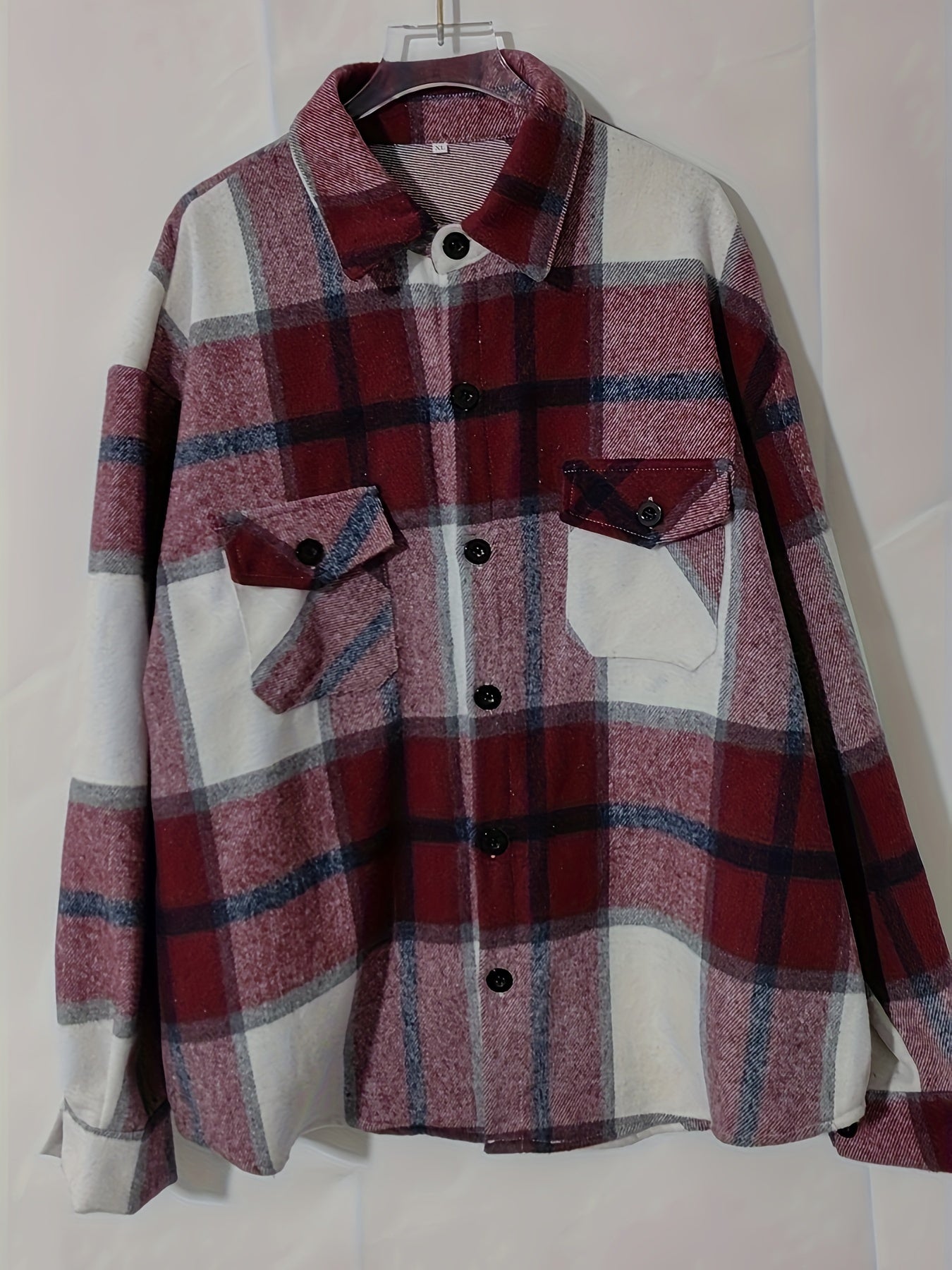 Women's Plus Plaid Long Sleeve Button-Up Shirt