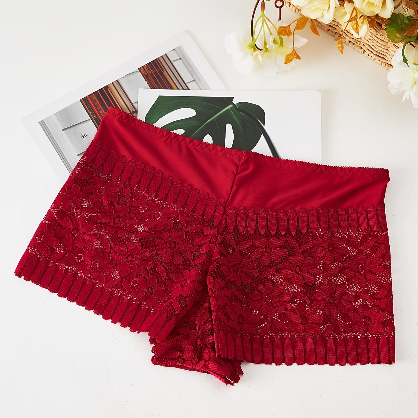 Lace Stitching Panties Stretchy Intimates Women's Lingerie