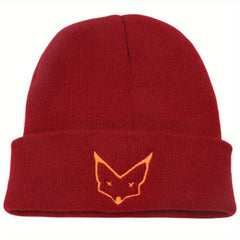 Fashionable Ear Protection Knit Beanie Hat With Animal Embroidery