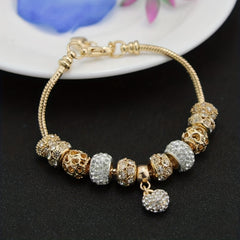 Crystal Heart Charm Bracelet Snake Chain Women Gift