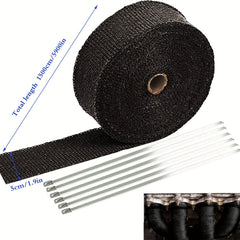 Motorcycle Fiberglass Heat Wrap Roll with Stainless Ties
