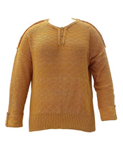 Casual Knit Top Women's Plus Solid Stitching Button Up Long Sleeve