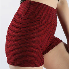Honeycomb Hip Lifting Yoga Shorts High Waist Sports Cycling Biker Shorts
