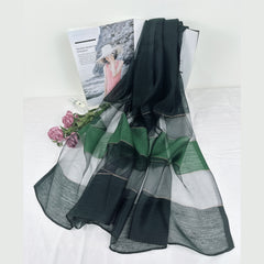 Silk Scarf Contrast Sunproof Shawl Lightweight Breathable