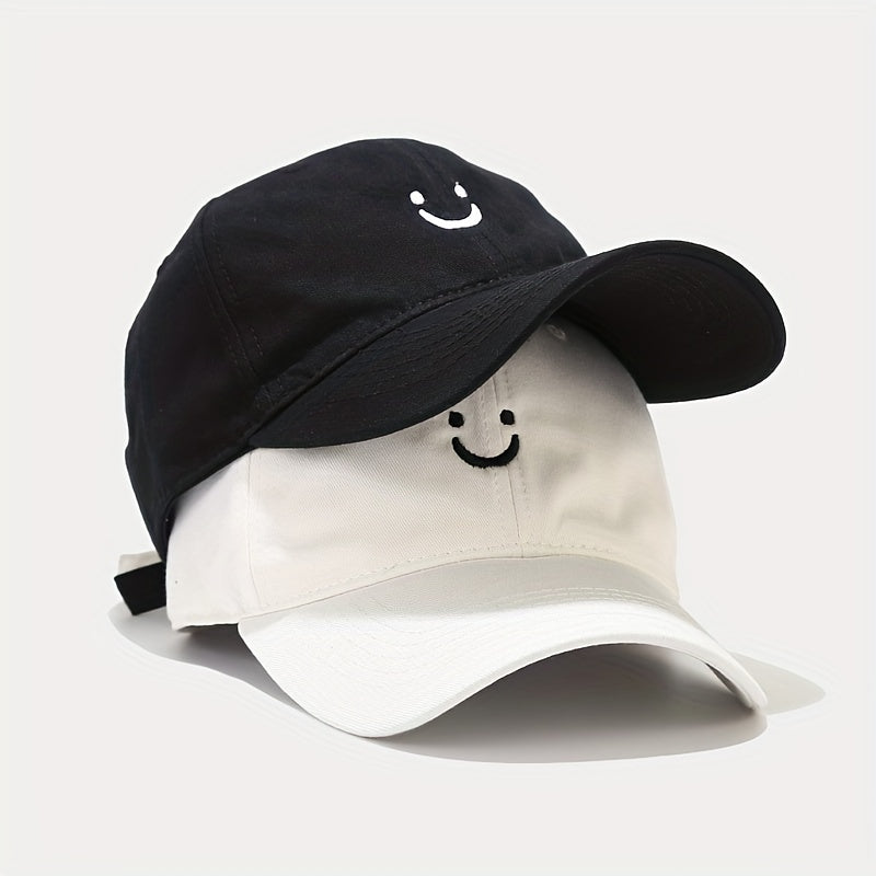Unisex Sunshade Baseball Cap with Smile Embroidery