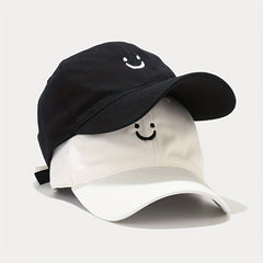 Unisex Sunshade Baseball Cap with Smile Embroidery