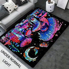 Magic Mushroom UV Light Flannel Rug Large Non Slip Mat for Bedroom Living Room