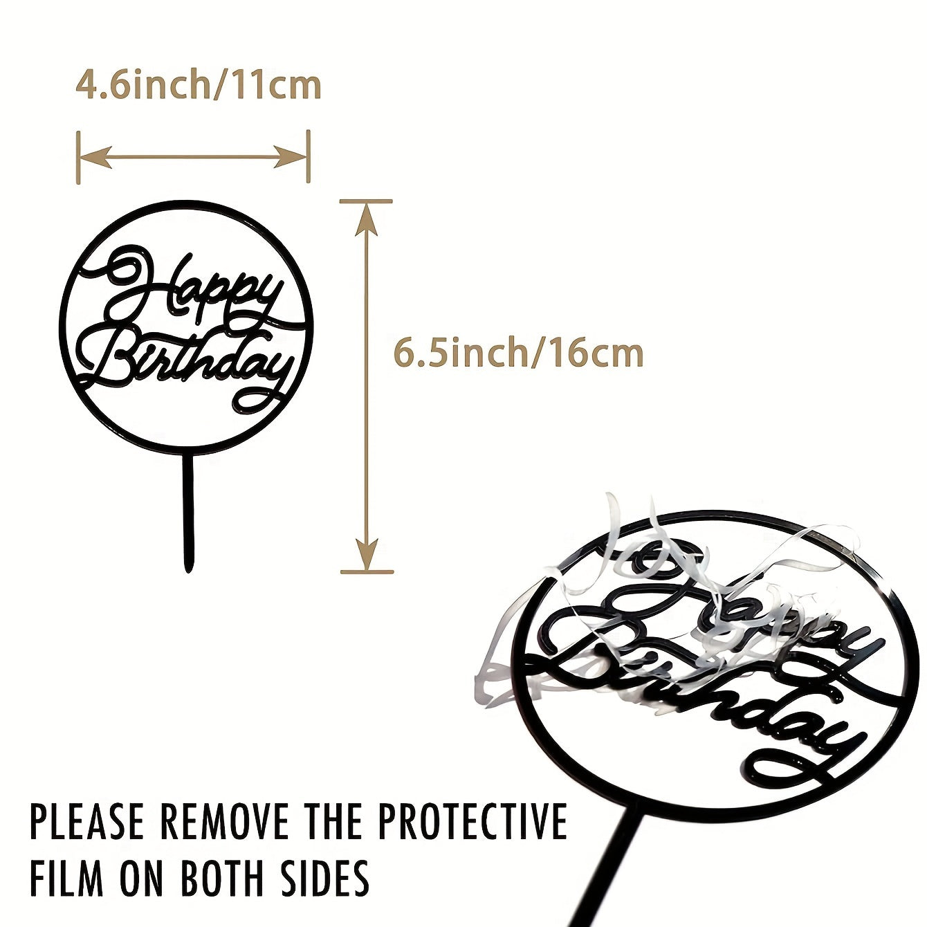 6pcs Happy Birthday Acrylic Cake Toppers