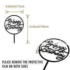 6pcs Happy Birthday Acrylic Cake Toppers