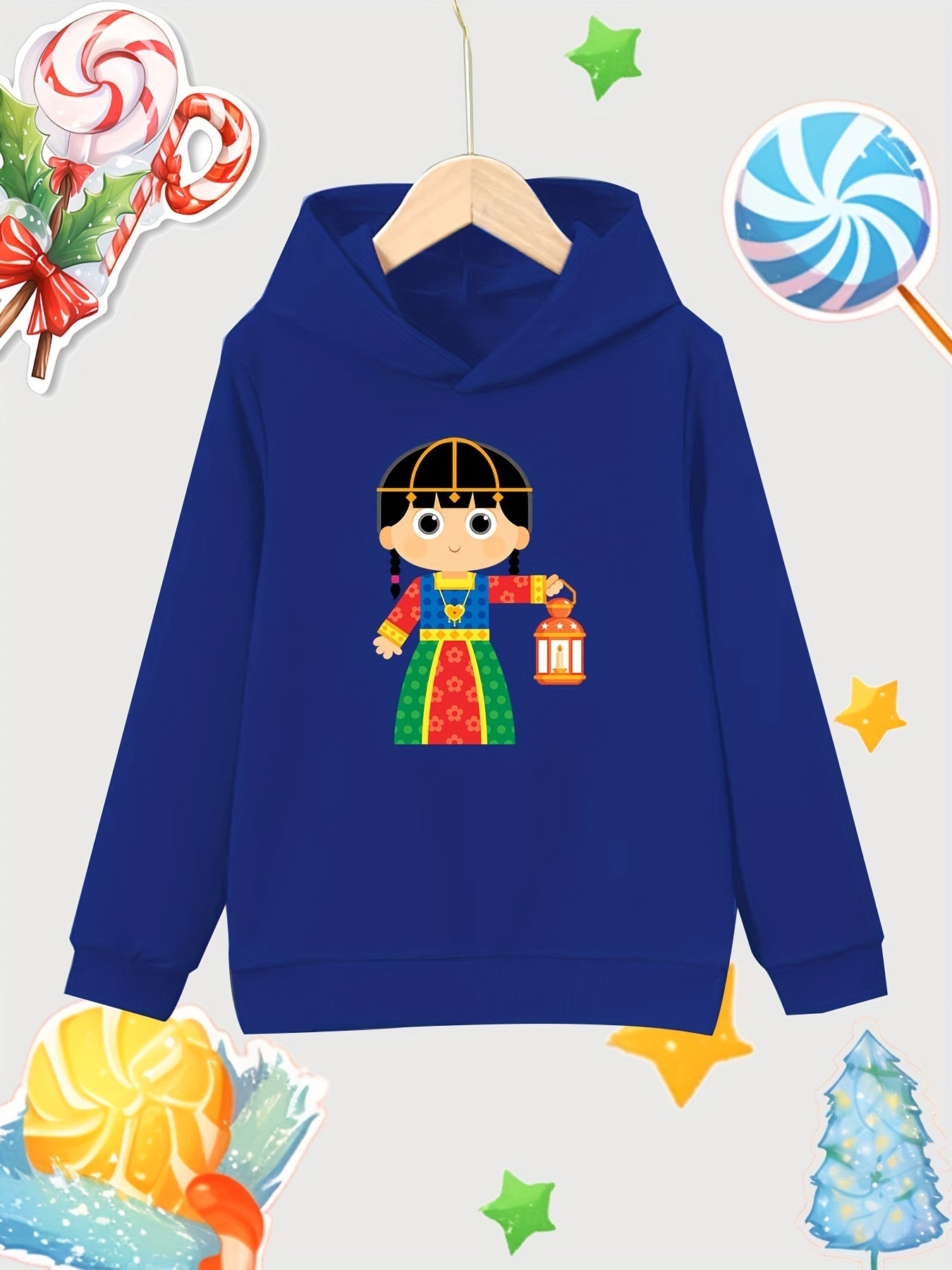 Girl Lantern Print Pullover Hoodie