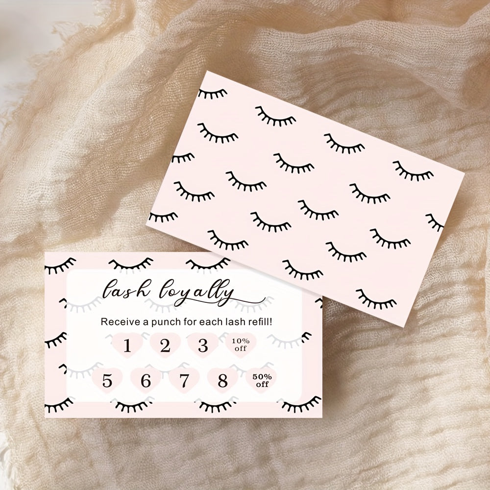 50pcs Pink Loyalty Card Beauty Business Card Aesthetics Esthetician Lash Tech