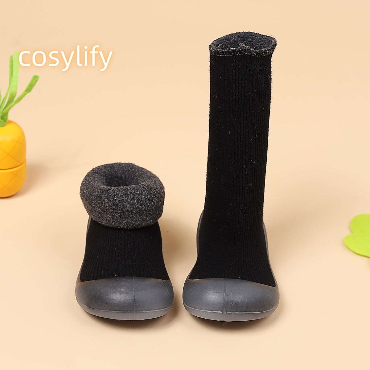 Baby Girls Plush Slip-On Sock Shoes Non-Slip Soft Sole Thermal Toddler Shoes