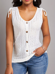 Eyelet Embroidered Tank Top for Summer