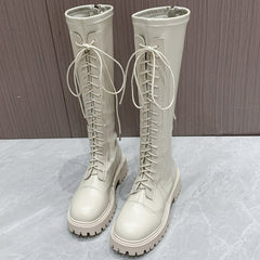 Women's Knee High Lace-up Knight Boots Thick Sole