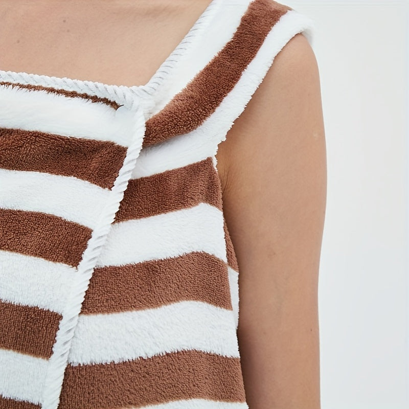 Women's Striped Bath Skirt Towel with Pockets