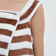 Women's Striped Bath Skirt Towel with Pockets