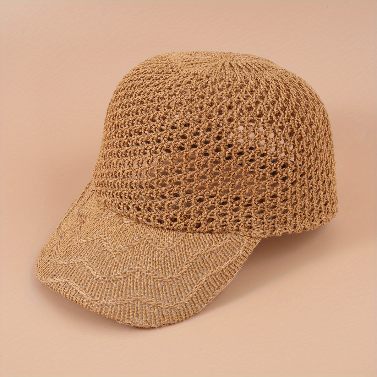 Hollow Crochet Baseball Cap Solid Breathable Sports Sun Hat