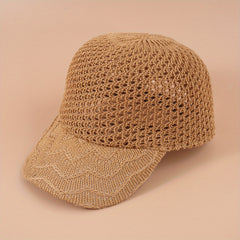 Hollow Crochet Baseball Cap Solid Breathable Sports Sun Hat