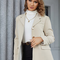 Solid Long Sleeve Blazer Open Front Lapel Blazer & Stylish Tops