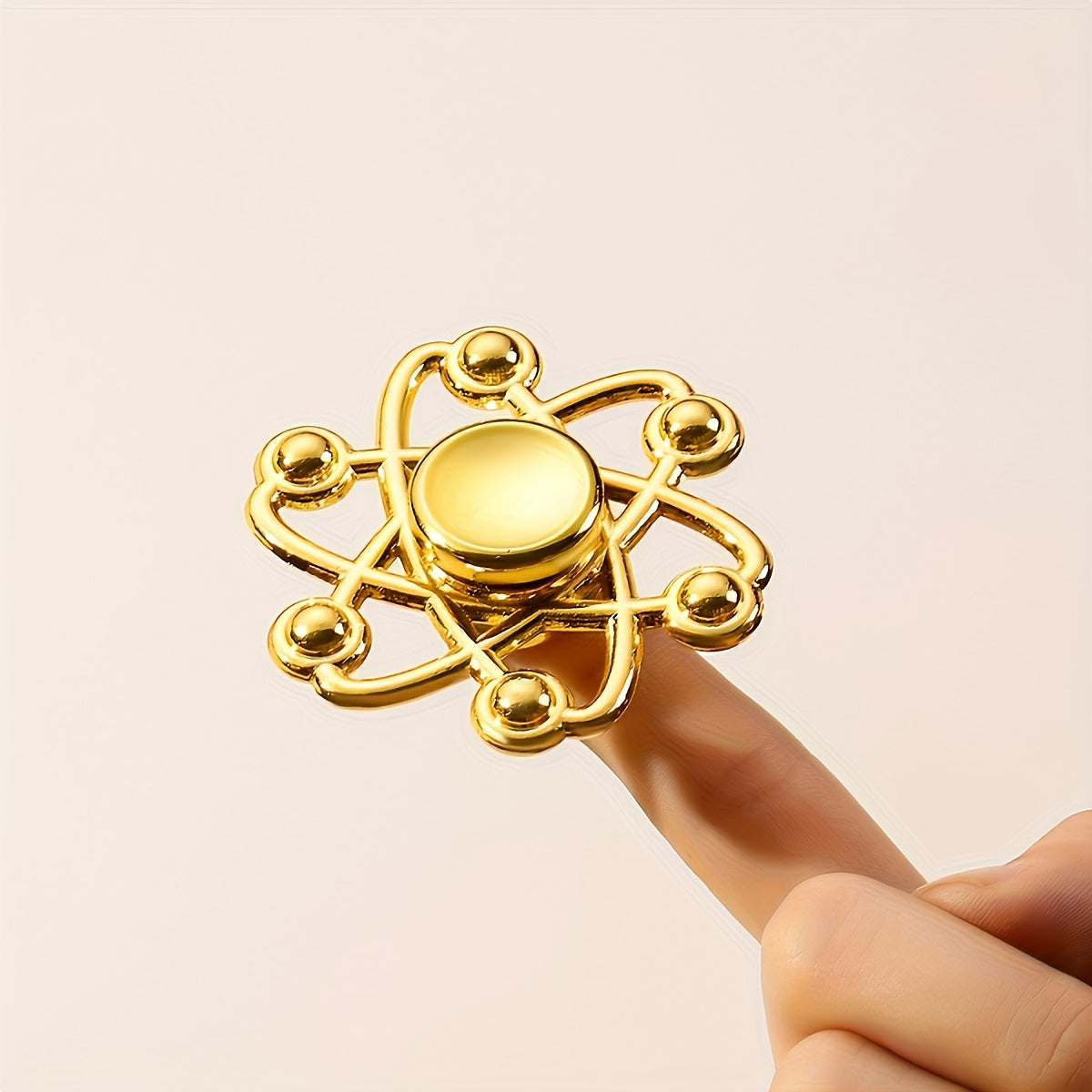 Yellow Fidget Spinner with Golden Beads for Anxiety Relief Focus & Motor Skills