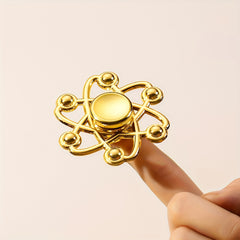 Yellow Fidget Spinner with Golden Beads for Anxiety Relief Focus & Motor Skills